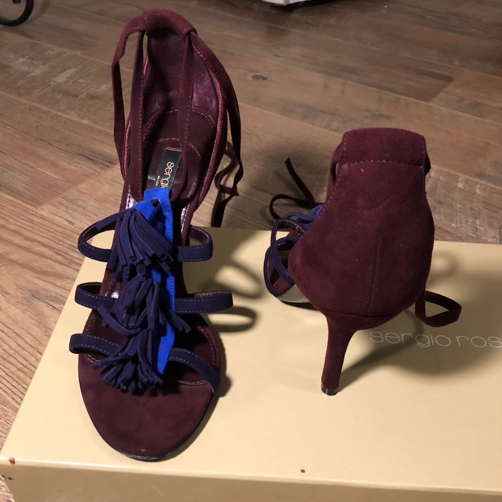 Sergio Rossi high heel sandals purple suede, sz 35